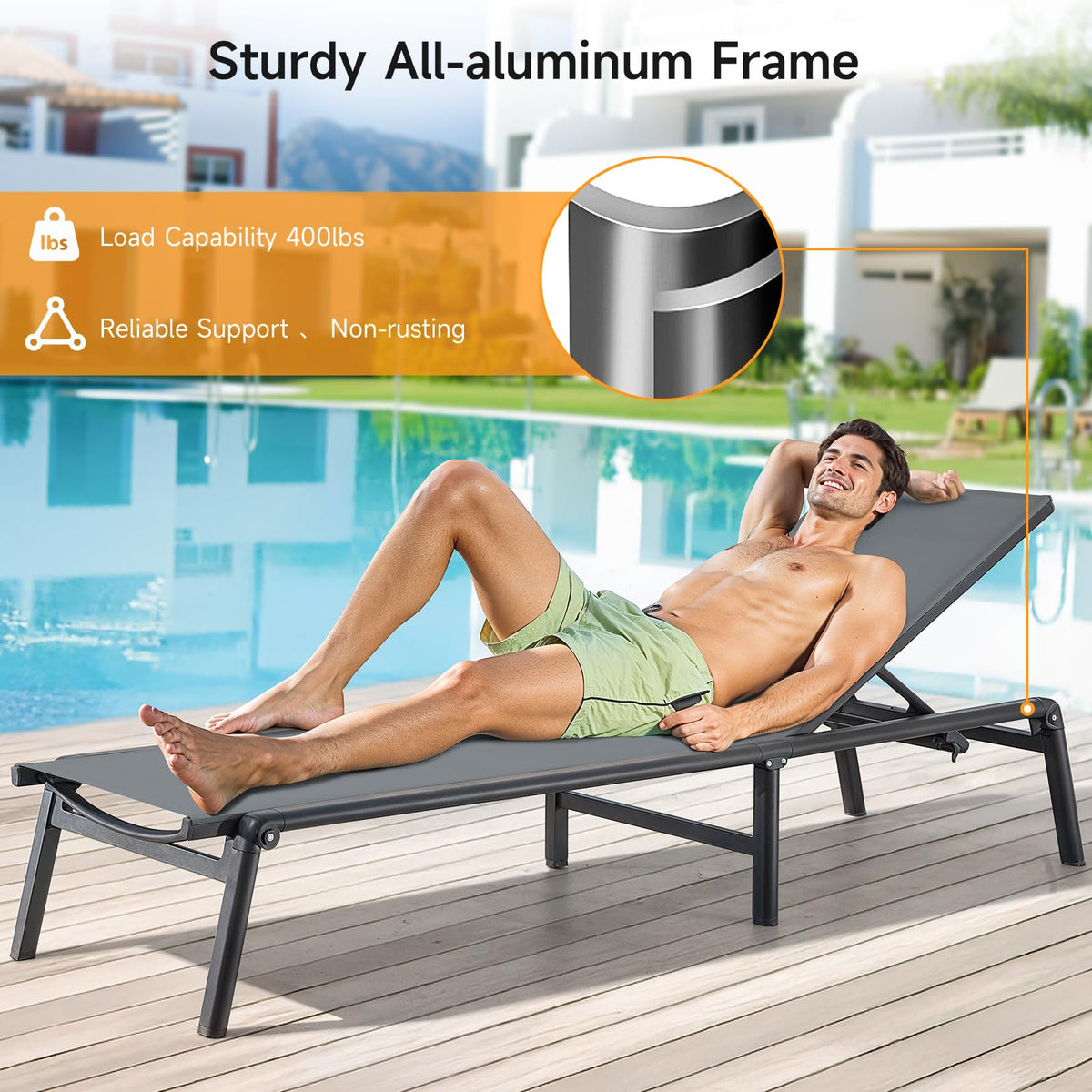ONBRILL 5-position backrest enables multiple lounging angles