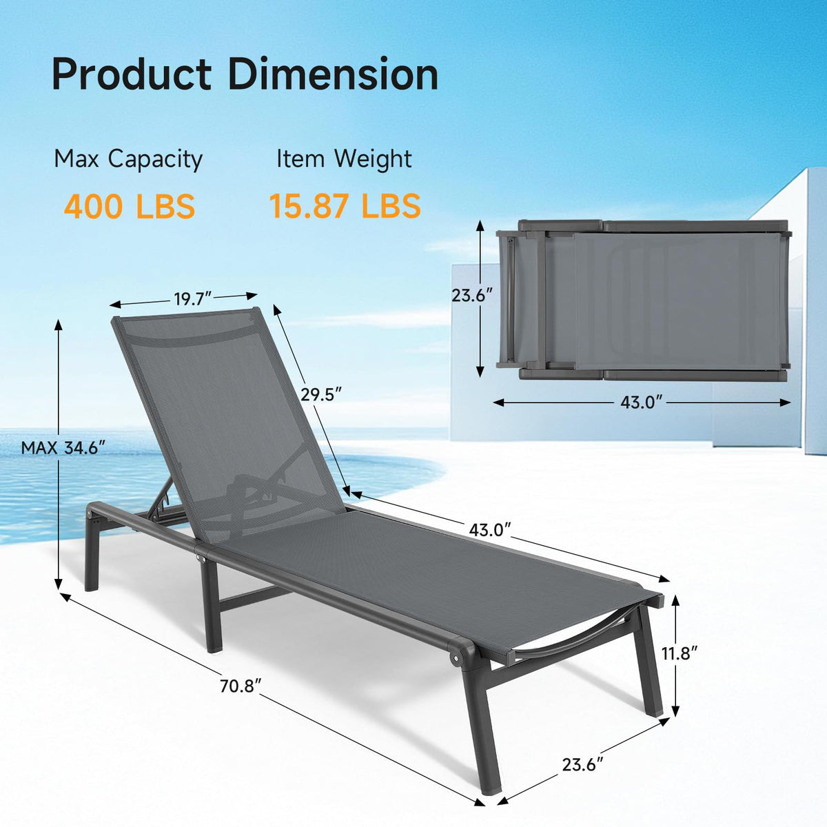 ONBRILL chaise lounge assembly-free unboxing ready to use right away