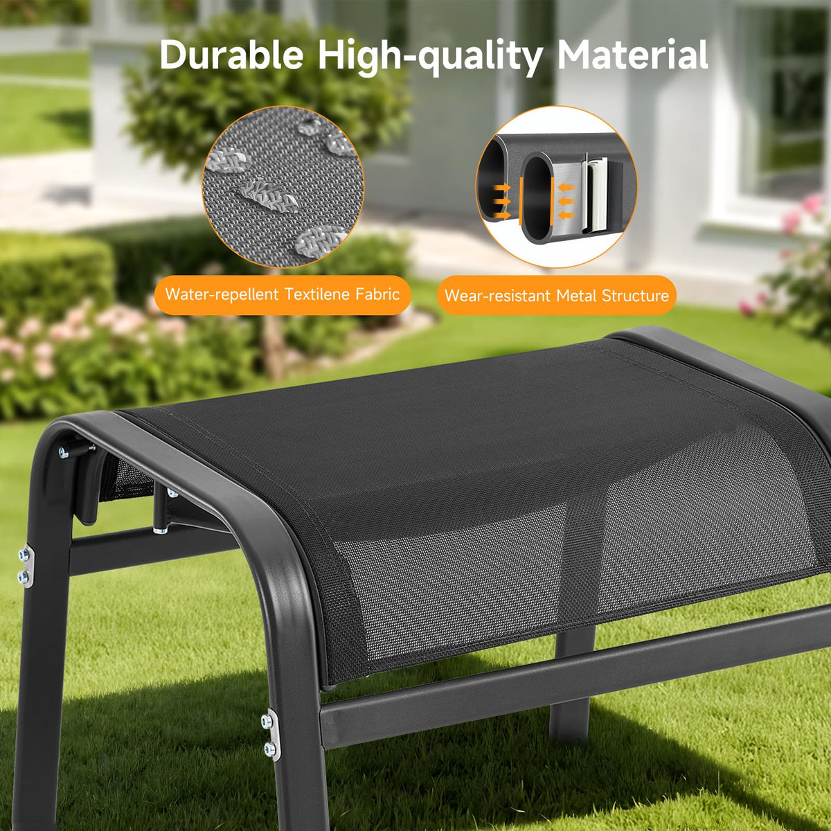 ONBRILL footrest with non-slip feet keeps decks stable and scratch-free.