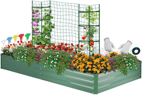Oncemore galvanized raised bed frame close-up, durable steel for long-lasting outdoor gardening.