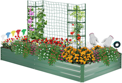 Oncemore galvanized raised bed frame close-up, durable steel for long-lasting outdoor gardening.