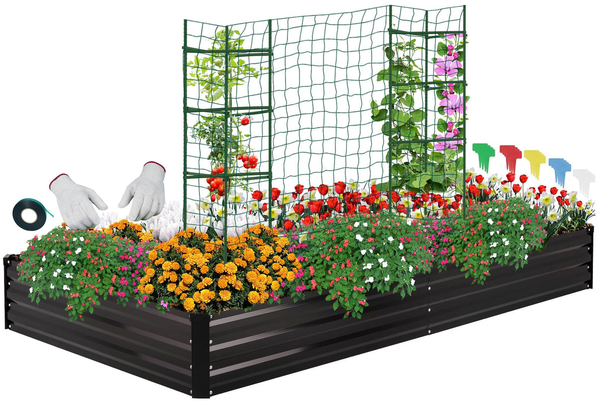 ONCEMORE galvanized raised bed 6x3x1ft front view—durable, rust-resistant frame