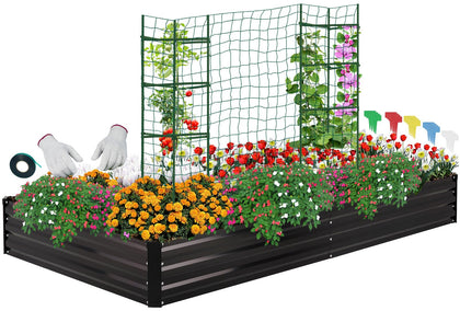 ONCEMORE galvanized raised bed 6x3x1ft front view—durable, rust-resistant frame