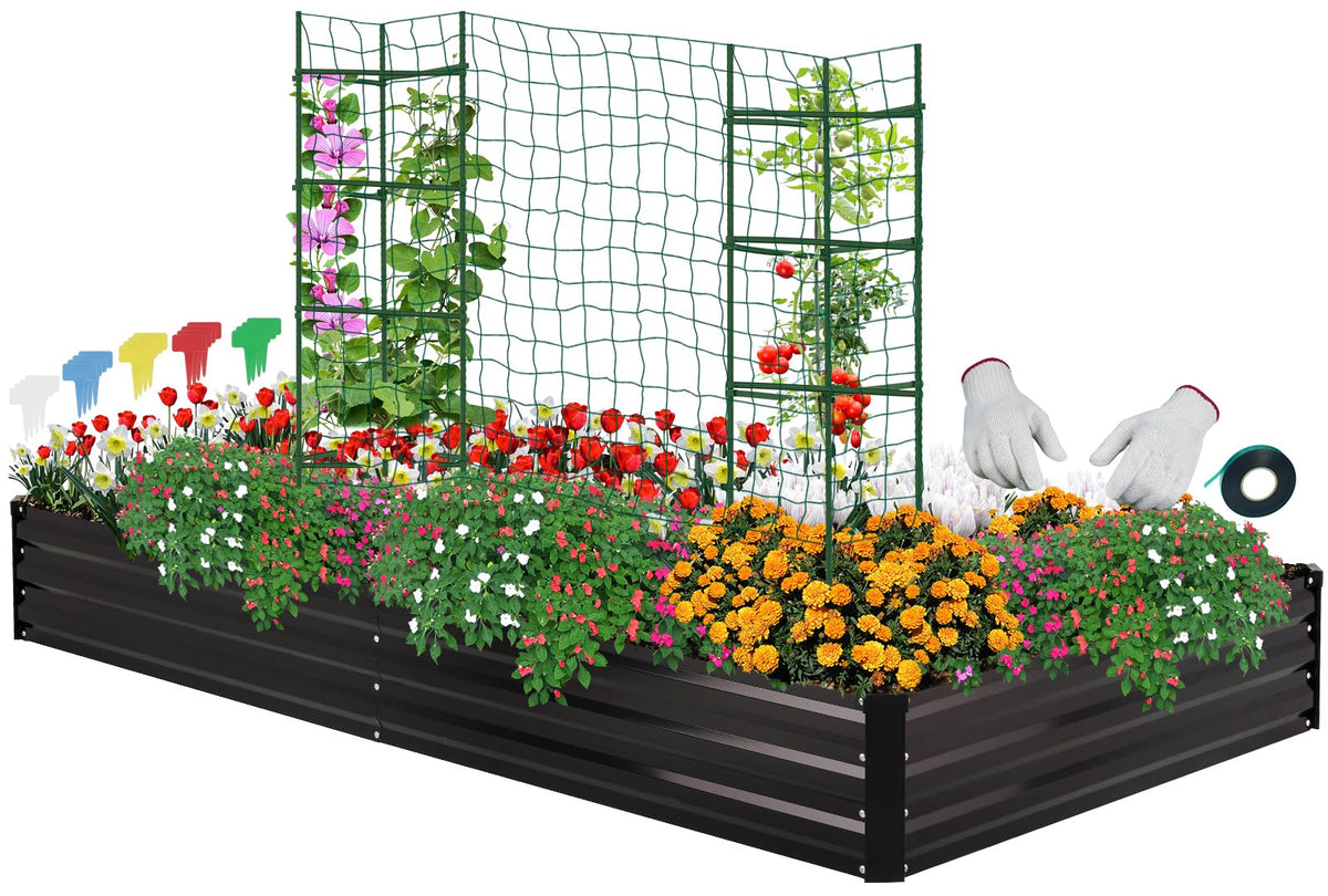 ONCEMORE galvanized raised garden bed with durable frame for outdoor use.