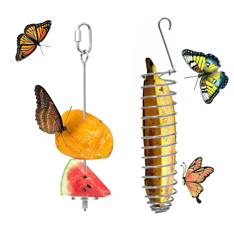 Oncpcare elegant butterfly banana holder in an outdoor garden setting