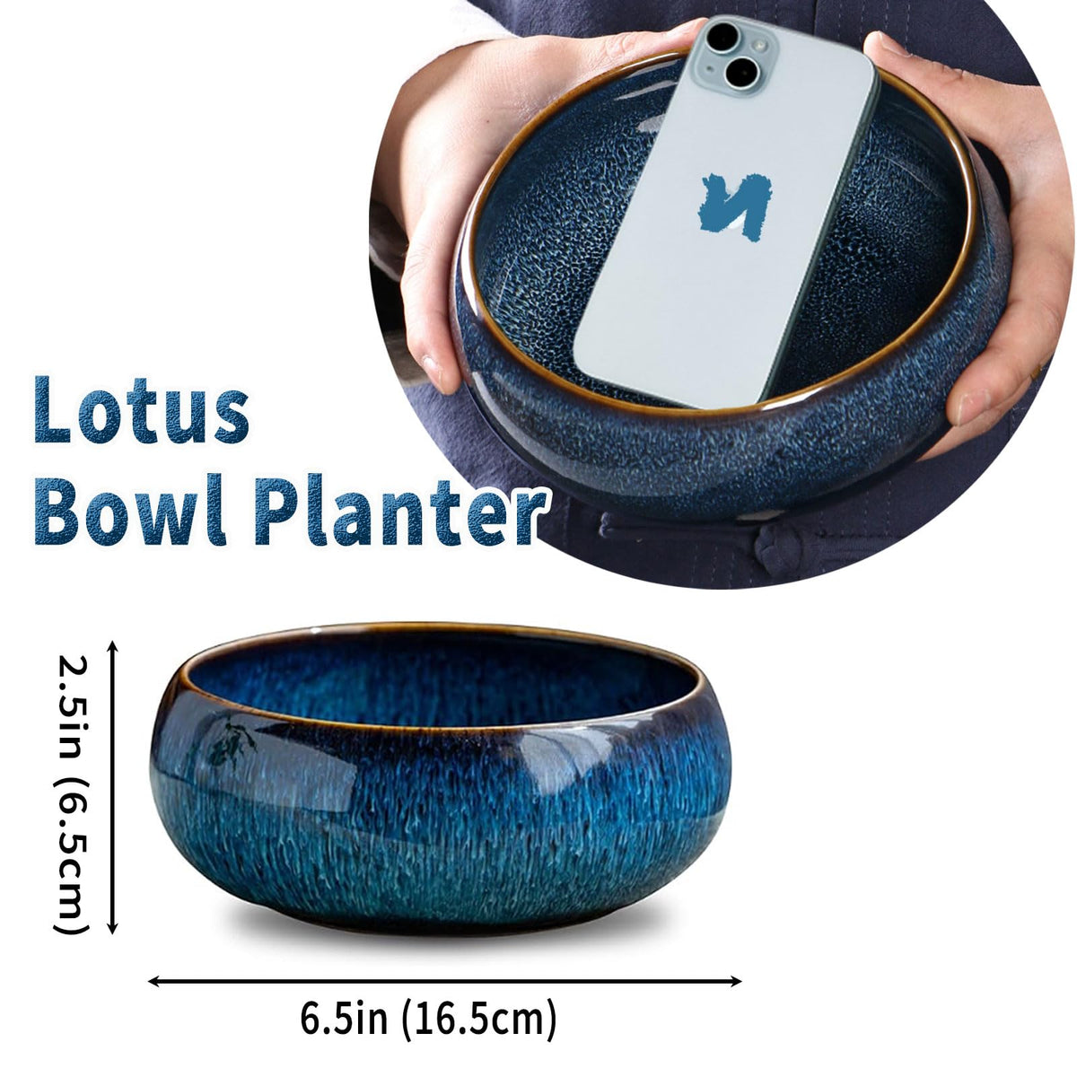 Oncpcare lotus bowl planter closeup glaze highlighting shimmering finish for modern interiors