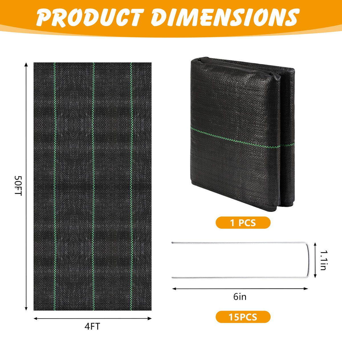 Ondware 15 U-shaped stakes securing fabric for durable outdoor setup.