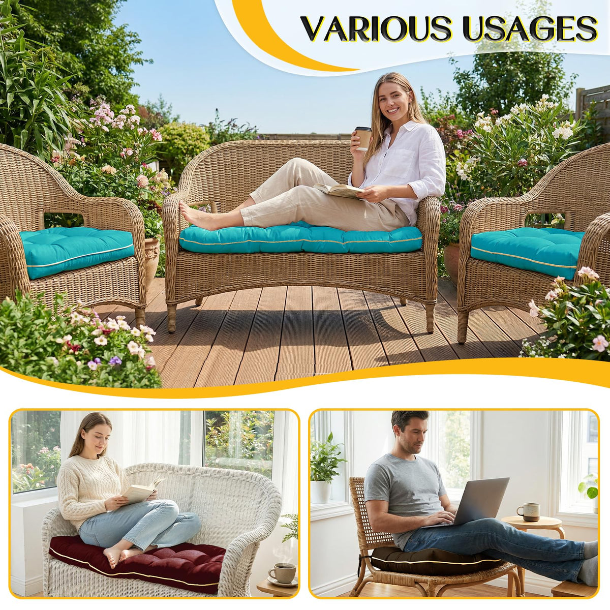 1 MIDDLE ONE easy-care burgundy cushions for quick spot cleaning