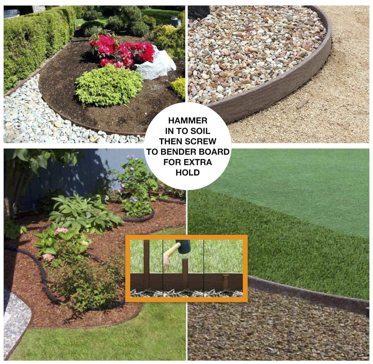 One Stop Outdoor stakes installed along bender boards for durable borders.