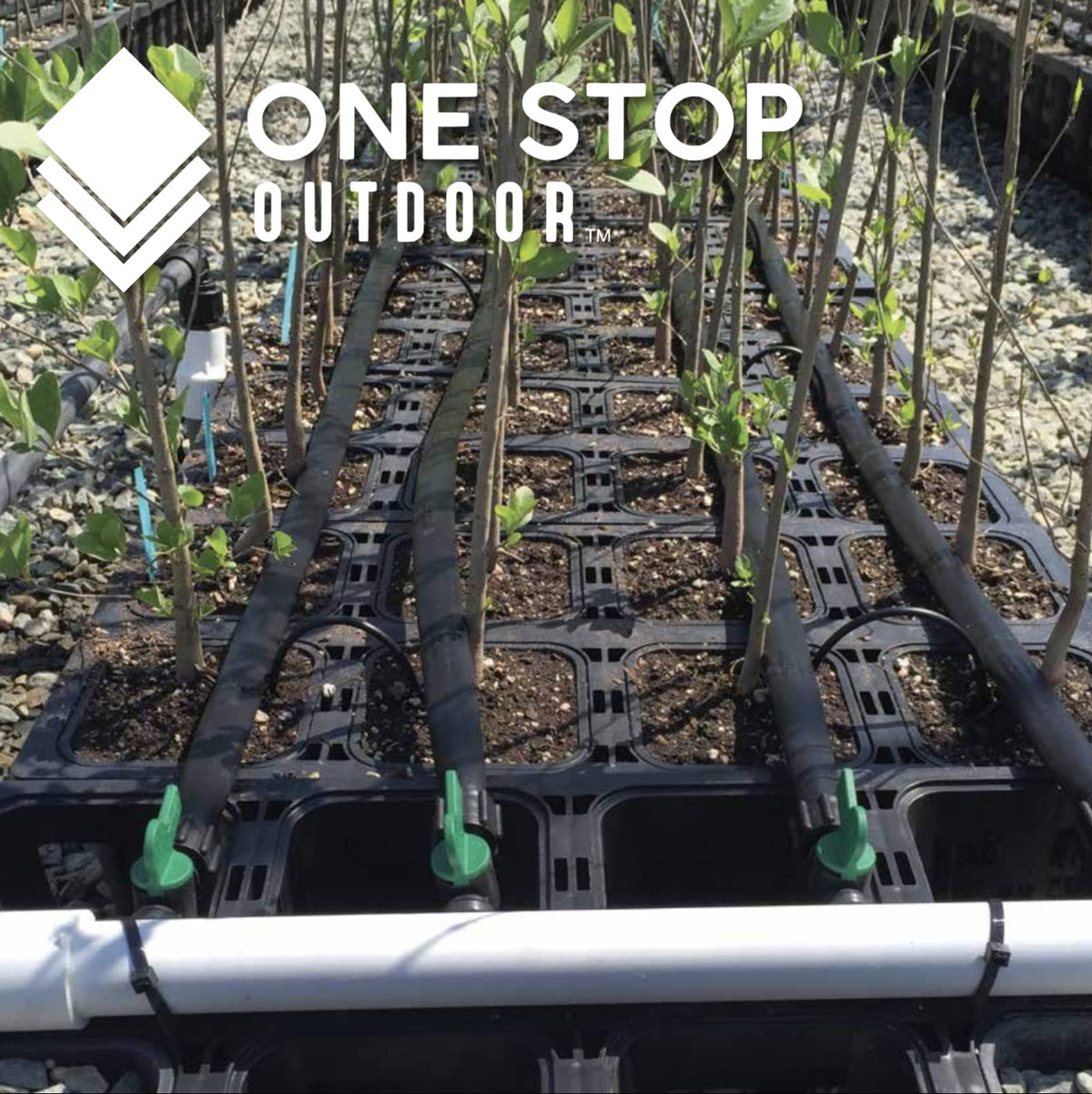 One Stop Outdoor eighth-inch tubing compatible stake supports compact garden layouts.