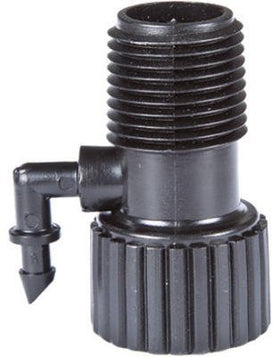 One Stop Outdoor drip riser adapter assembly demonstrating dual irrigation compatibility with sprinklers and drip lines