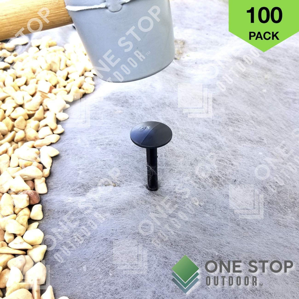 One Stop Outdoor landscape fabric stake in use provides steady plant support.