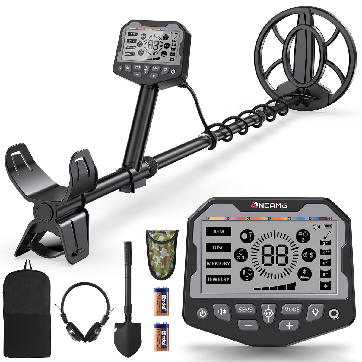 OneAmg metal detector with a 10 inch IP68 coil for deep targets on the beach.