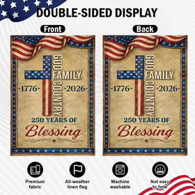 ONEHAUS double-sided patriotic flag visible from both sides outdoors.