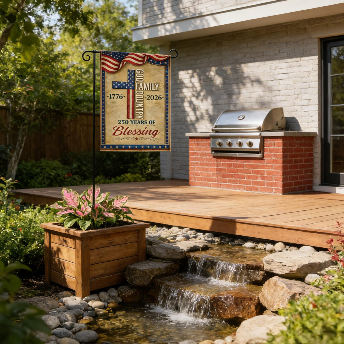 ONEHAUS Independence Day flag display ideal for seasonal outdoor decor.