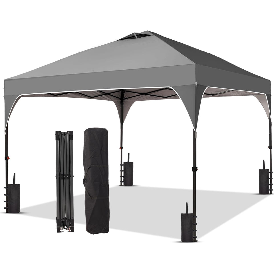 Oneofics 10x10ft canopy with push-button setup for fast, tool-free outdoor setup.