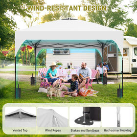 Oneofics 8x8 ft canopy sandbags stabilize the shelter in light winds