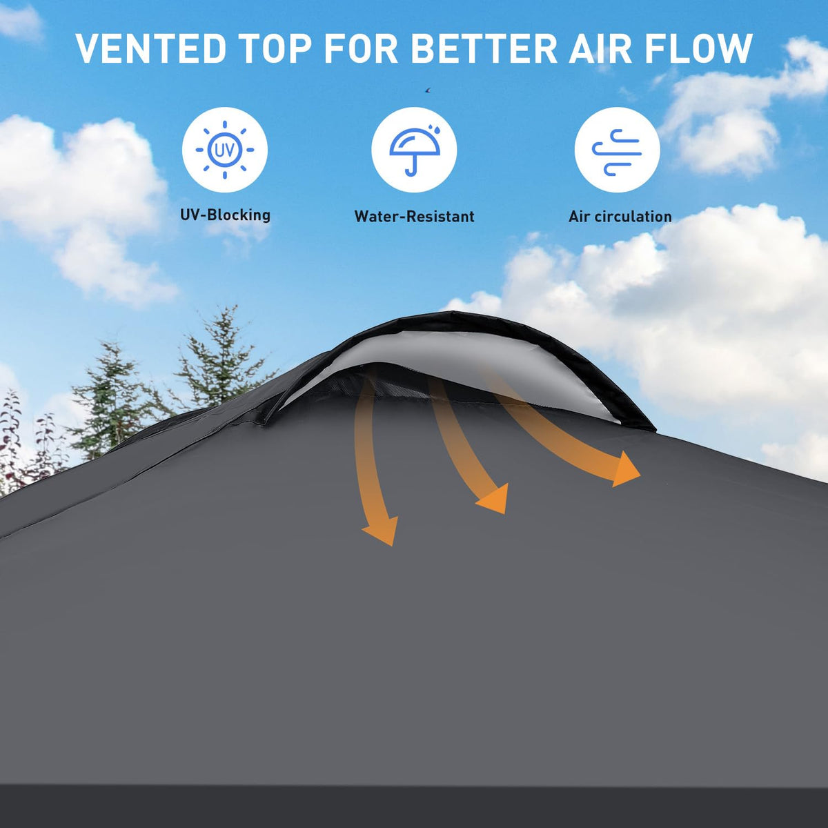 Oneofics pop up canopy top cover reduces sun glare and rain exposure.