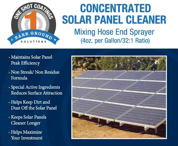 One Shot Solar Panel Cleaner bottle back label with clear dilution guidance.