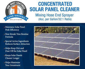 One Shot Solar Panel Cleaner bottle back label with clear dilution guidance.