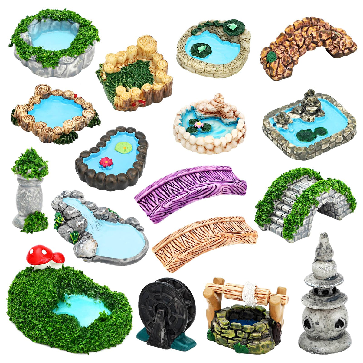 ONEST bridge miniature enhances garden layouts with charming whimsy.