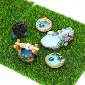 ONEST lawn decor figurines add color to shelves and outdoor tables.