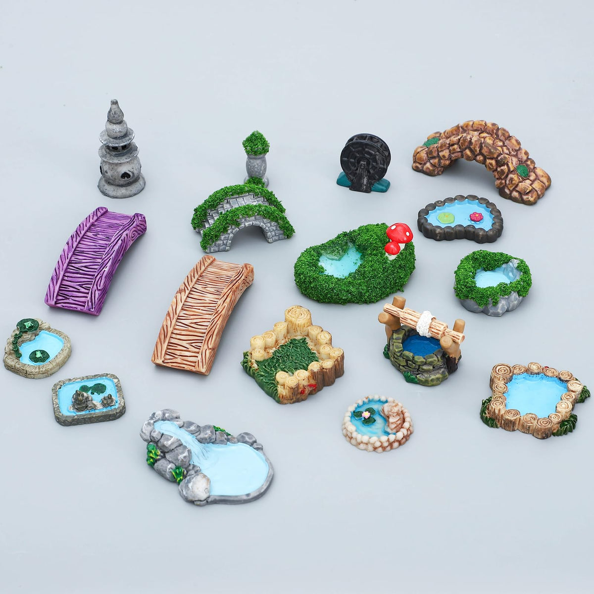 ONEST pond miniatures brighten water-edge displays and seasonal setups.