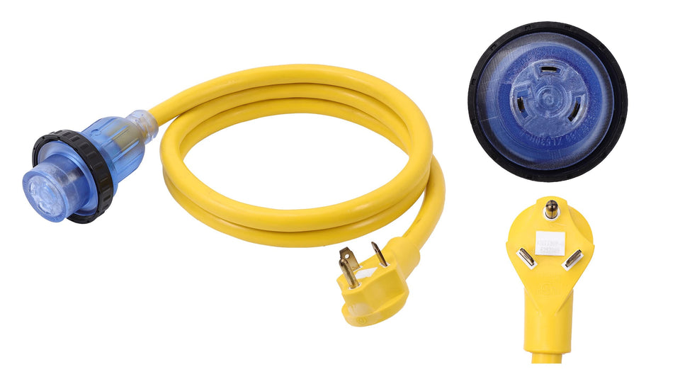 ONETAK TT-30P to L5-30R 6ft power cord for RV campsite power.
