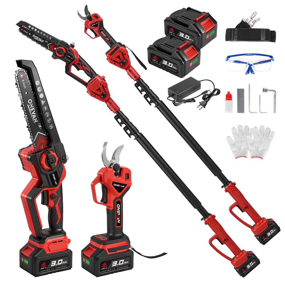 ONEVAN 4-in-1 cordless pole saw for versatile pruning tasks.
