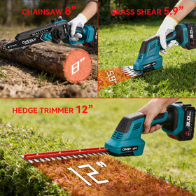ONEVAN dual 20V 3.0Ah batteries keep you pruning longer between charges.