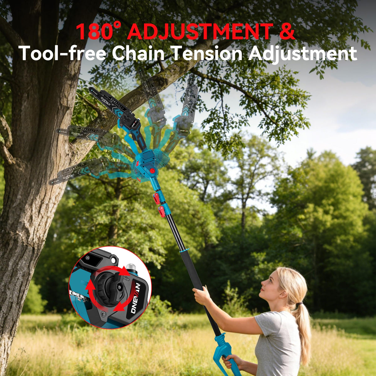ONEVAN lightweight cordless design reduces fatigue during long pruning sessions.