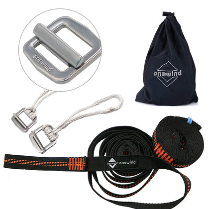 Onewind Tree Straps full kit for hammock setup and compact transport.