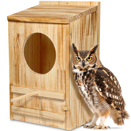 ONKO Owl House exterior view shows a weatherproof nesting shelter for large owls.