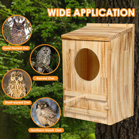 ONKO Owl House interior reveals spacious nesting space for Great Horned Owls.