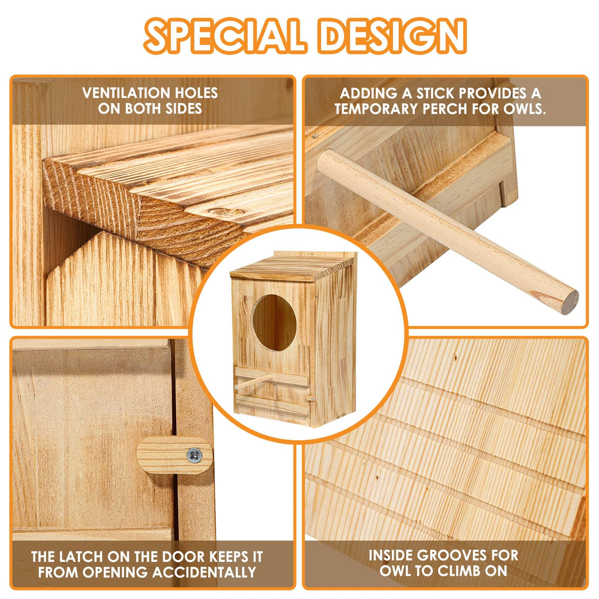 ONKO Owl House weatherproof durability emphasizes protection against rain and wind.