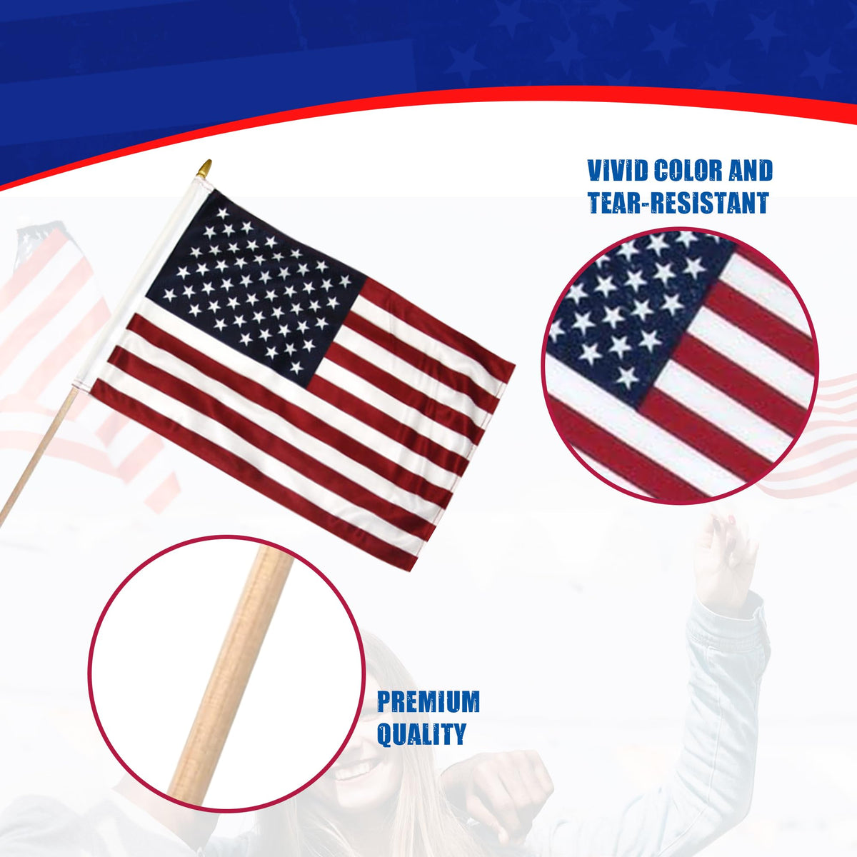 Online Stores Super Tough American Flag sewn-edges preserve shape over time.