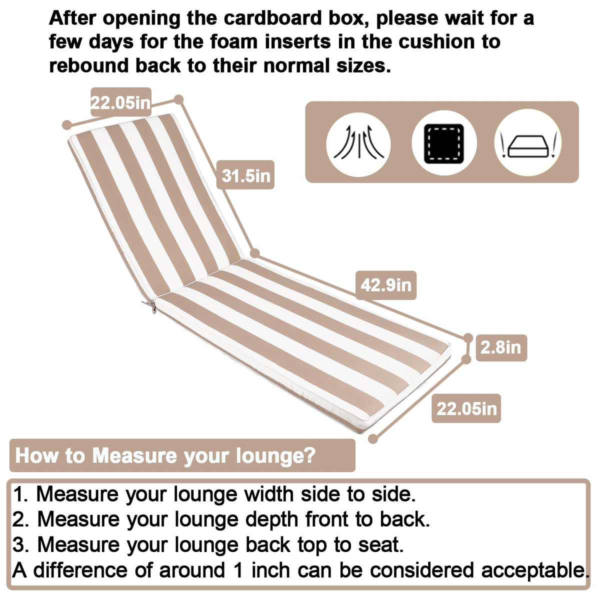 Only Choice cushion with strap fastening keeps pads securely on chairs