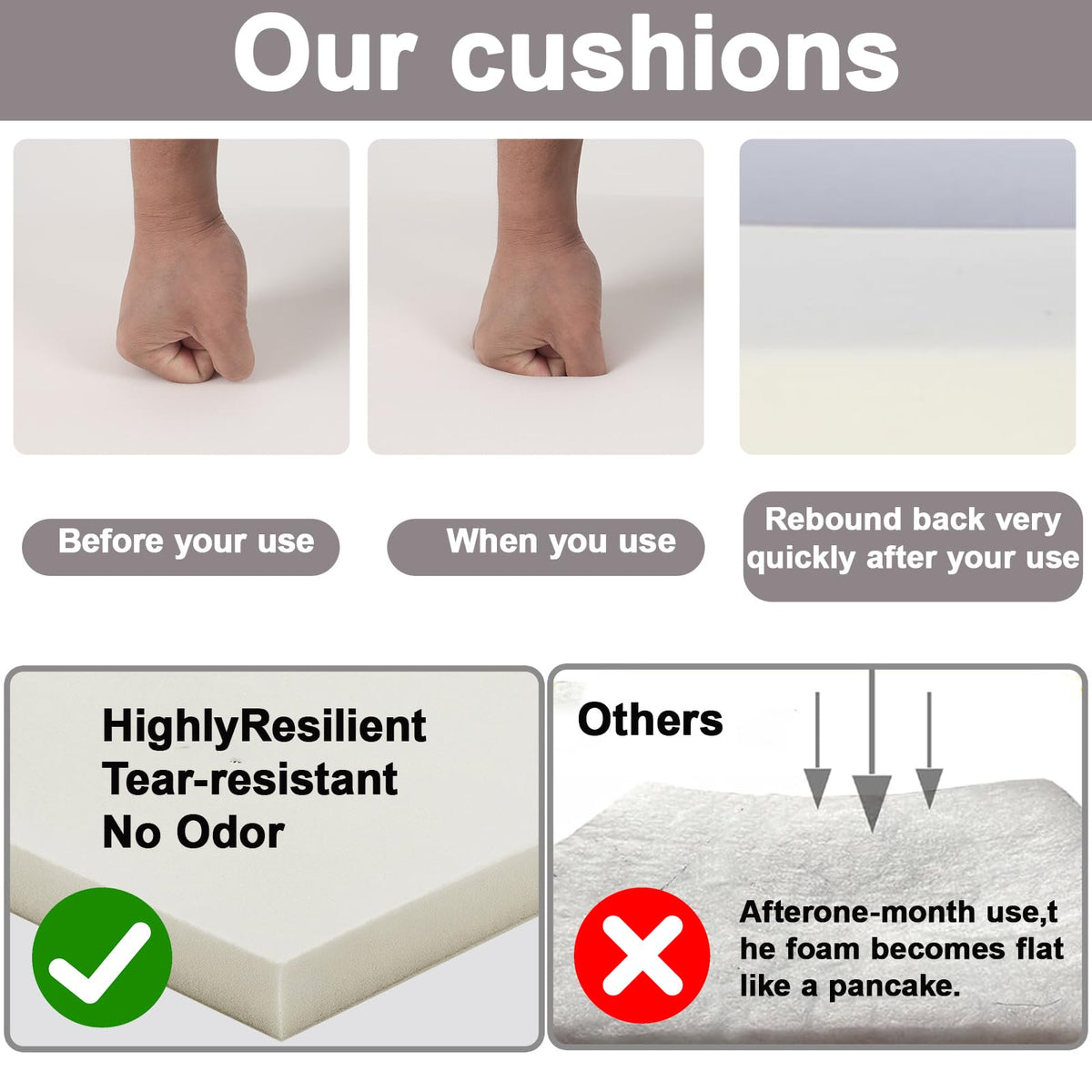 Only Choice foam filling provides ergonomic support for comfortable seating