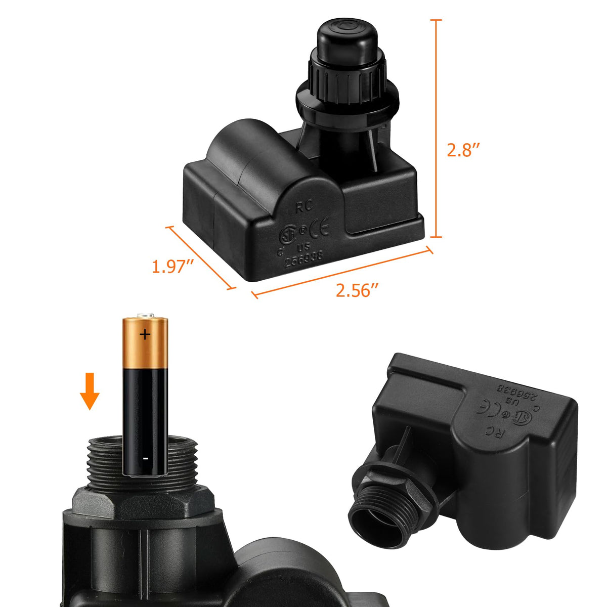 Onlyfire 03330 battery compartment, durable design for long use.