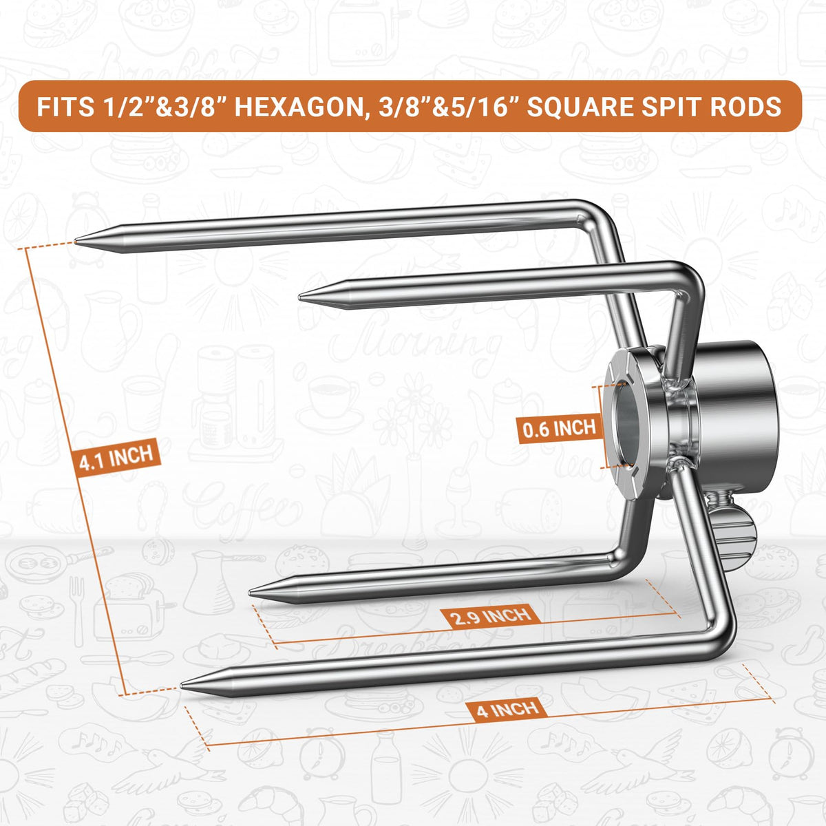 Onlyfire 6003 hex 1/2-inch spit fit for broad compatibility.