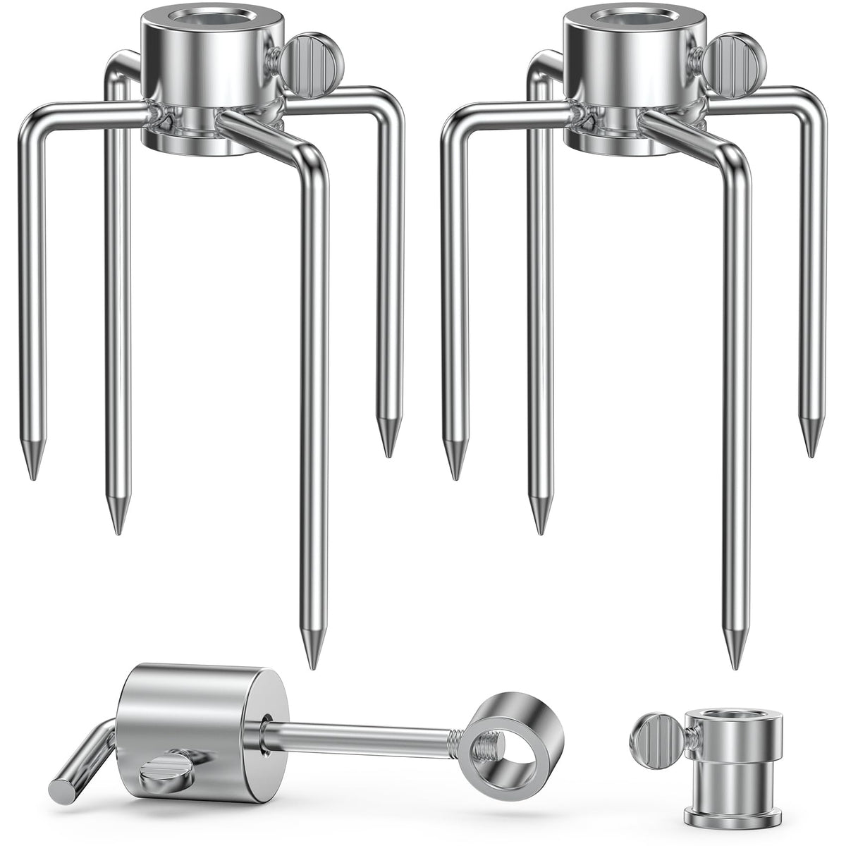 Onlyfire 6006 rotisserie forks front view showing four-prong stability for even loading