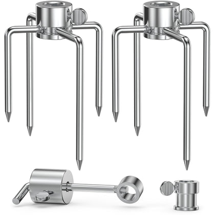 Onlyfire 6006 rotisserie forks front view showing four-prong stability for even loading