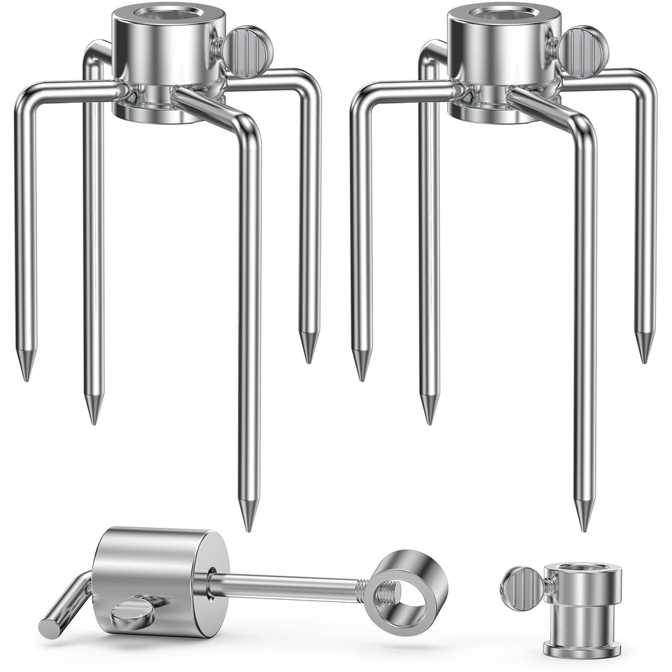 Onlyfire 6006 rotisserie forks front view showing four-prong stability for even loading