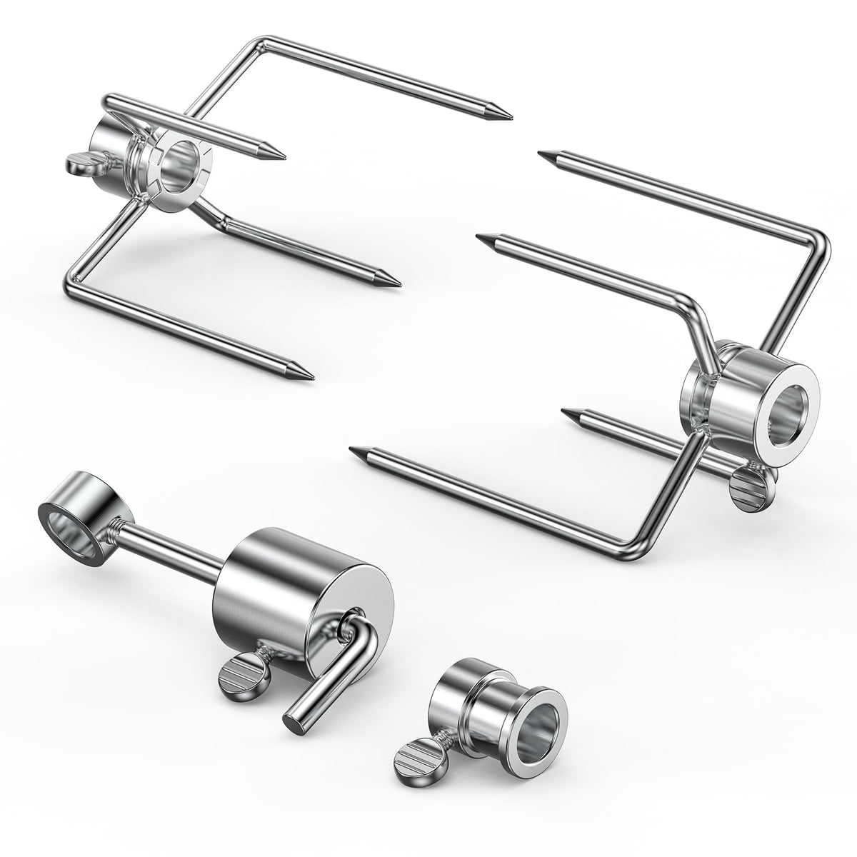 Onlyfire 6006 rotisserie forks side view with easy thumb screw adjustments