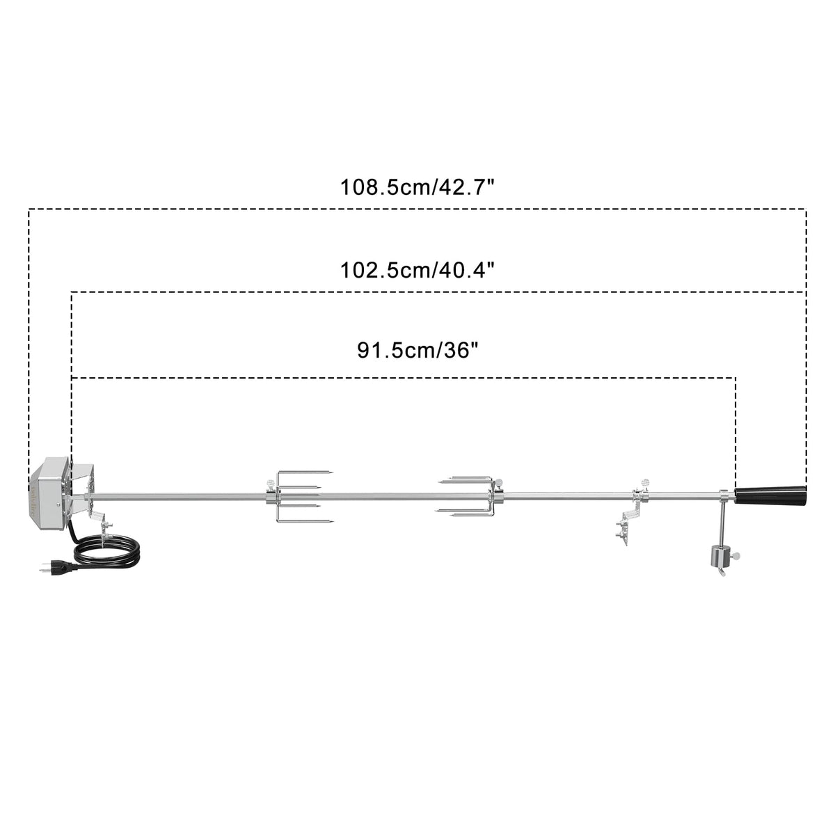 Onlyfire 6022 37-inch hex rod provides stable roasting and even browning