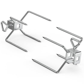 Onlyfire 6102 rotisserie forks with four-prong offset design for stable grip.