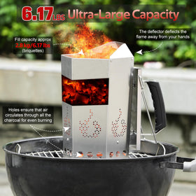 Onlyfire chimney starter fits kettles and offset smokers for versatile use