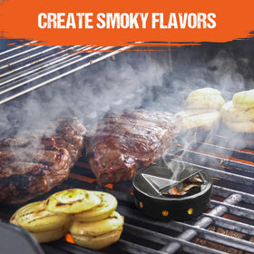 Onlyfire Chef smoker box ash compartment traps ashes, simplifying cleanup after grilling.