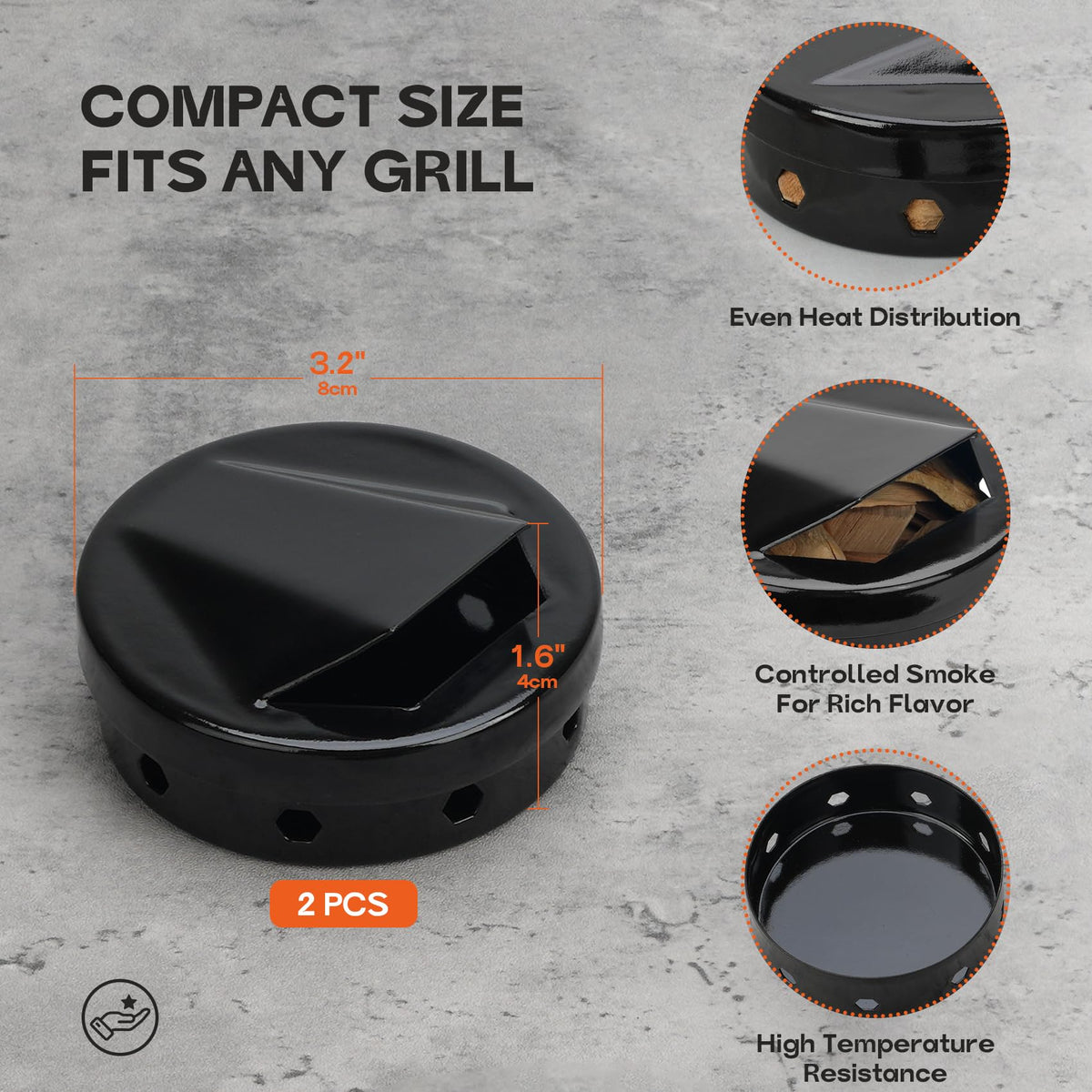 Onlyfire Chef smoker box lid keeps ash out for easier grilling.