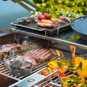 Onlyfire Chef smoker box with multiple smoke holes delivers steady aroma.